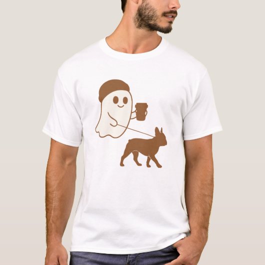キュート幽霊歩くフレンチー Tシャツ (正面)