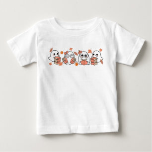 キュート幽霊読ズ書籍秋デザイン ベビーTシャツ