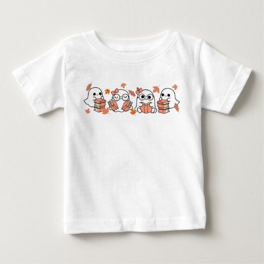 キュート幽霊読ズ書籍秋デザイン ベビーTシャツ (正面)