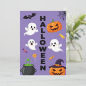 キュート幽霊&パンプキンハロウィーン招待状 招待状 (スタンド正面)