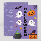 キュート幽霊&パンプキンハロウィーン招待状 招待状 (正面/裏面)