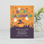 キュート幽霊&パンプキンハロウィーン招待状 招待状 (スタンド正面)