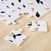 キュート幾何学フラミンゴ抽象デザイン ジグソーパズル (側面)