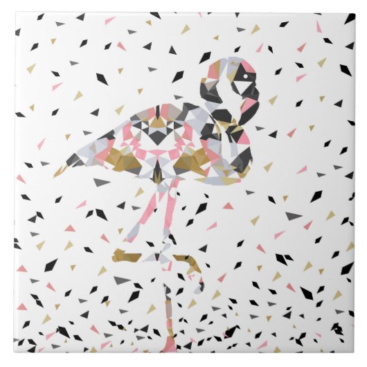 キュート幾何学フラミンゴ抽象デザイン タイル (正面)