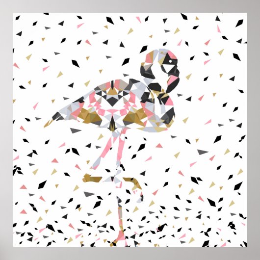 キュート幾何学フラミンゴ抽象デザイン ポスター (正面)