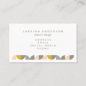 キュート幾何学ミニマル赤面イエローとグレー 名刺 (裏面)