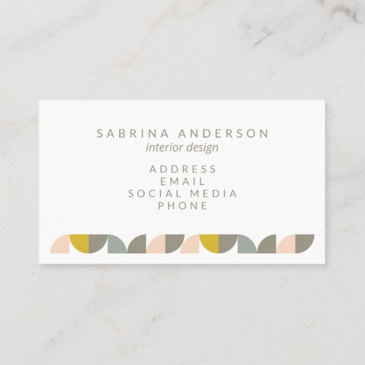 キュート幾何学ミニマル赤面イエローとグレー 名刺 (裏面)