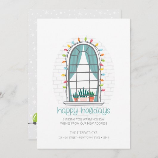 キュート引っ越しましたニューハウスフラットホリデーカード シーズンカード (正面/裏面)