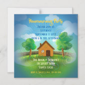 キュート引っ越し祝いパーティーパーティの招待状 マグネット招待状 (正面)