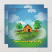 キュート引っ越し祝いパーティーパーティの招待状 招待状 (正面/裏面)