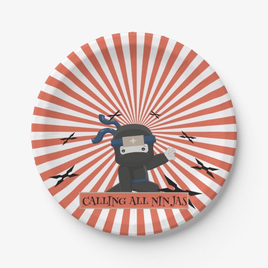 キュート忍者ウォリアー子供の誕生日 ペーパープレート (正面)