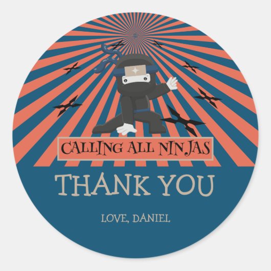 キュート忍者ウォリアー子供の誕生日 ラウンドシール (正面)