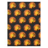 キュート怖いハッピーハローウィン墓地ブラックオレンジ テーブルクロス (正面)