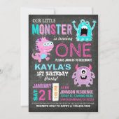 キュート怖いリトルモンスターズ誕生日 招待状 (正面)