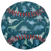 キュート恐竜のパターンティール（緑がかった色） ソフトボール (裏面)