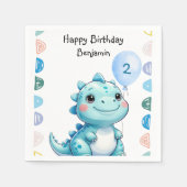 キュート恐竜のロアボーイハッピーバースデーパーティー スタンダードカクテルナプキン (正面)