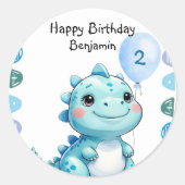 キュート恐竜のロアボーイハッピーバースデーパーティー ラウンドシール (正面)