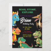 キュート恐竜のロアボーイ誕生日招待状 招待状 (正面)