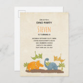 キュート恐竜の先史時代の野生生物誕生日 インビテーションポストカード (正面/裏面)