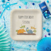 キュート恐竜の先史時代の野生生物誕生日 ペーパープレート (パーティー)