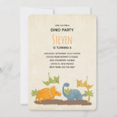 キュート恐竜の先史時代の野生生物誕生日 招待状 (正面)