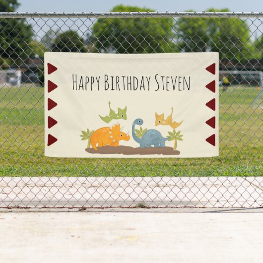 キュート恐竜の先史時代の野生生物誕生日 横断幕 (インサイチュ)