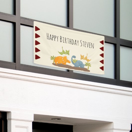 キュート恐竜の先史時代の野生生物誕生日 横断幕 (ビルの外側)