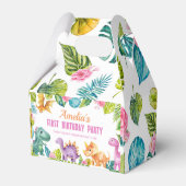 キュート恐竜の女の子の誕生日お願いボックス フェイバーボックス (裏面サイド)