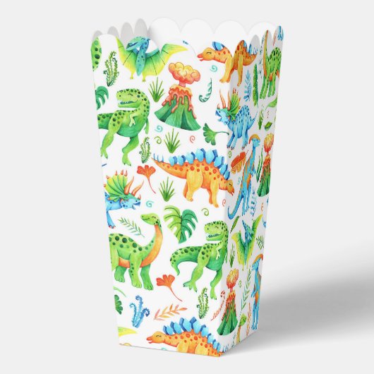 キュート恐竜の少年の誕生日ディノパーティー フェイバーボックス (裏面)