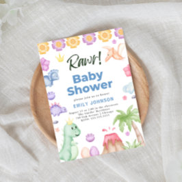キュート恐竜の少年ベイビーシャワー招待状 招待状