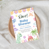 キュート恐竜の少年ベイビーシャワー招待状 招待状