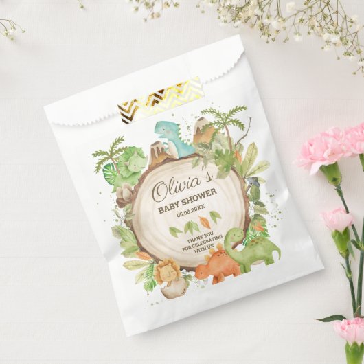 キュート恐竜の少年ベイビーシャワー誕生日 フェイバーバッグ (封をした状態)