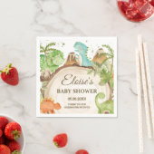 キュート恐竜の少年誕生日緑の葉Tレックス スタンダードカクテルナプキン (インサイチュ)