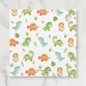 キュート恐竜の少年誕生日緑の葉Tレックス フェイバータグ (裏面)