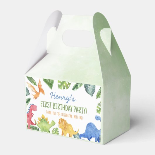 キュート恐竜の誕生日お願い箱 フェイバーボックス (正面サイド)