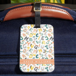 キュート恐竜アルファベットパターン名前をカスタムする ラゲッジタグ