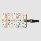 キュート恐竜アルファベットパターン名前をカスタムする ラゲッジタグ (正面横)