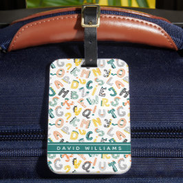 キュート恐竜アルファベットパターン名前をカスタムする ラゲッジタグ