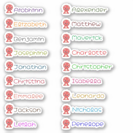 キュート恐竜カスタムの名前の複数のスタンプ シール (正面)