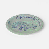 キュート恐竜カスタムの誕生日紙プレート ペーパープレート (アングル)