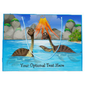 キュート恐竜カスタム文字大抱き枕 ラージペーパーバッグ (裏面)