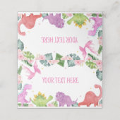 キュート恐竜ガールバースデーパーティー座席表 プレイスカード (外部開封)