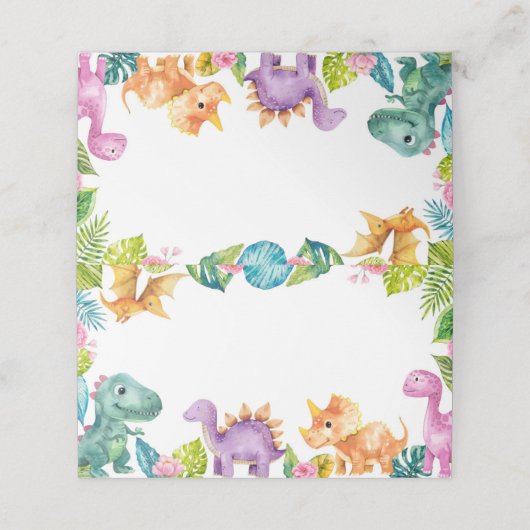 キュート恐竜ガール誕生日座席表 プレイスカード (外部開封)