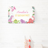 キュート恐竜ガール誕生日 横断幕 (インサイチュ)