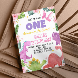 キュート恐竜ガール1st誕生日招待状 招待状