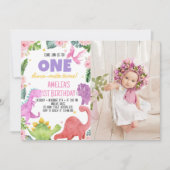 キュート恐竜ガール1st誕生日招待状 招待状 (正面)