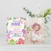 キュート恐竜ガール1st誕生日招待状 招待状 (スタンド正面)