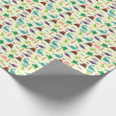 キュート恐竜キッドの名前をカスタムする誕生日 ラッピングペーパー (角)