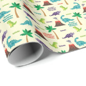キュート恐竜キッドの名前をカスタムする誕生日 ラッピングペーパー (ロールコーナー)