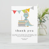 キュート恐竜ケーキ子供の誕生日ありがとう サンキューカード (スタンド正面)